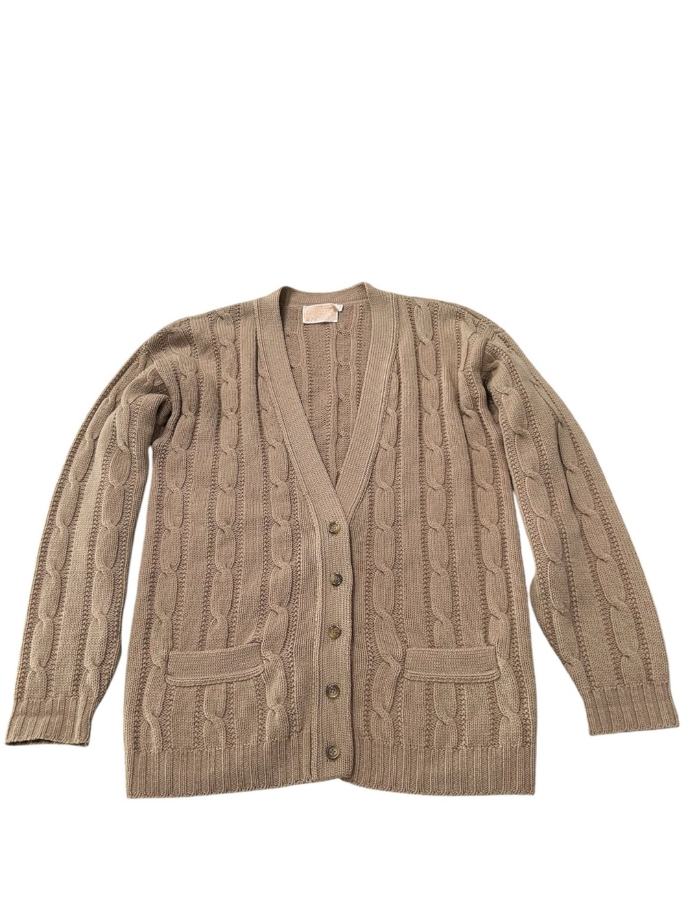 Pendleton Vintage Cable Knit Cardigan Size M Tall 100% Virgin Wool V-neck Cozy